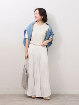 「JOURNAL STANDARD relume（ジャーナルスタンダード　レリューム）のコットンボイルクリンクルマーメイドスカート（スカート、ホワイト系）」を使った、RINさん（レディース・157cm）の春コーディネート