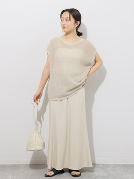 「JOURNAL STANDARD relume（ジャーナルスタンダード　レリューム）のS/P/Lマーメイドスカート（スカート、ベージュ系）」を使った、RINさん（レディース・157cm）の春コーディネート