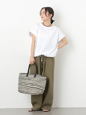 「JOURNAL STANDARD relume（ジャーナルスタンダード　レリューム）のRELUME カラーストーンネックレス（ネックレス、イエロー系）」を使った、RINさん（レディース・157cm）の春コーディネート