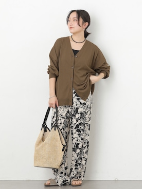 「JOURNAL STANDARD relume（ジャーナルスタンダード　レリューム）のRELUME カラーストーンネックレス（ネックレス、ブラック系）」を使った、RINさん（レディース・157cm）の春コーディネート