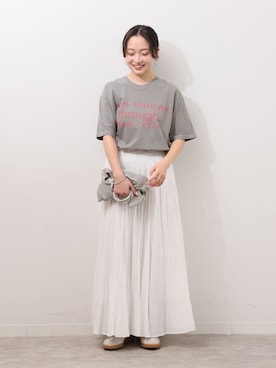 「JOURNAL STANDARD relume（ジャーナルスタンダード　レリューム）のコットンボイルクリンクルマーメイドスカート（スカート、ホワイト系）」を使った、RINさん（レディース・157cm）の春コーディネート