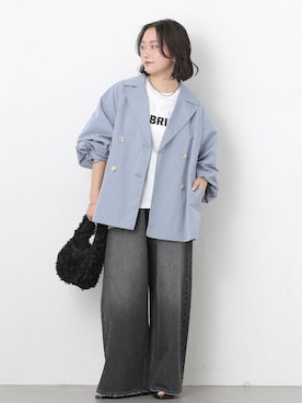 「JOURNAL STANDARD relume（ジャーナルスタンダード　レリューム）のヴィンテージクロストレンチコート（トレンチコート、ブルー系）」を使った、RINさん（レディース・157cm）の春コーディネート