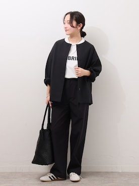 「JOURNAL STANDARD relume（ジャーナルスタンダード　レリューム）の《追加》［撥水 / UVカット］【SPENSIERATO】クルーネックコクーンブルゾン（その他アウター、ブラック系）」を使った、RINさん（レディース・157cm）の春コーディネート