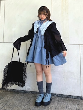 「ブルー×ブラック」｜MIRAIさん（レディース・152cm）の春コーディネート