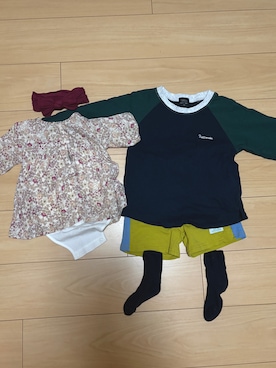 「アイテム（オールインワン・サロペット、その他）」を使った、abebekyotoさん（キッズ・90cm）の秋コーディネート
