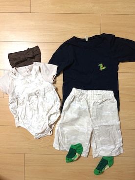 「petit main（プティマイン）のアイテム」を使った、abebekyotoさん（キッズ・90cm）の秋コーディネート