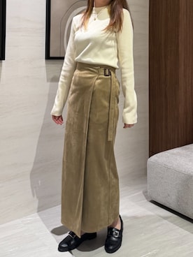 「AJUGA.（アジュガ）のアイテム」を使った、AJUGA.スタッフさん（レディース・158cm）の冬コーディネート