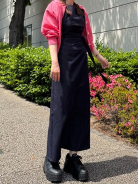 「AJUGA.（アジュガ）のアイテム」を使った、AJUGA.スタッフさん（レディース・152cm）の夏コーディネート