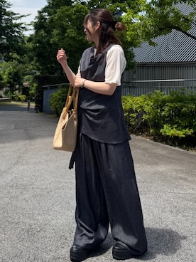 「AJUGA.（アジュガ）のアイテム」を使った、AJUGA.スタッフさん（レディース・152cm）の夏コーディネート