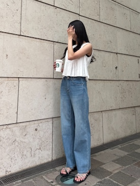 「AJUGA.（アジュガ）のアイテム」を使った、AJUGA.スタッフさん（レディース・168cm）の夏コーディネート