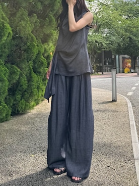 「AJUGA.（アジュガ）のアイテム」を使った、AJUGA.スタッフさん（レディース・168cm）の夏コーディネート