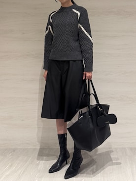 「AJUGA.（アジュガ）のアイテム」を使った、AJUGA.スタッフさん（レディース・168cm）の冬コーディネート