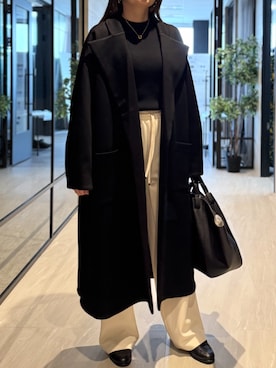 「アイテム（チェスターコート）」を使った、AJUGA.スタッフさん（レディース・159cm）の秋コーディネート