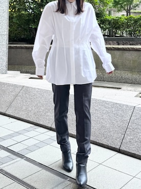 「アイテム（シャツ/ブラウス）」を使った、AJUGA.スタッフさん（レディース・152cm）の秋コーディネート