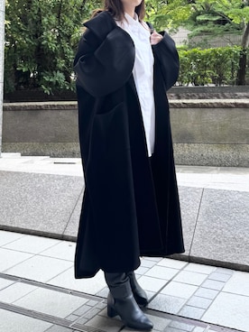 「アイテム（チェスターコート）」を使った、AJUGA.スタッフさん（レディース・152cm）の秋コーディネート