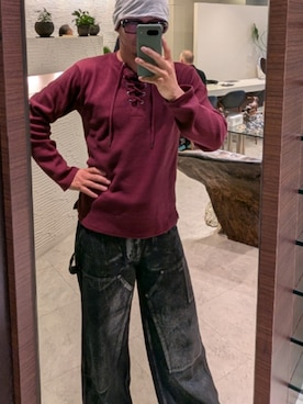 CLEL】Foil Print Double Knee Denim Pants / 箔プリント ダブルニー