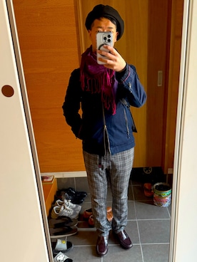 「アイテム（ライダースジャケット）」を使った、lion0347さん（メンズ・163cm）の秋コーディネート