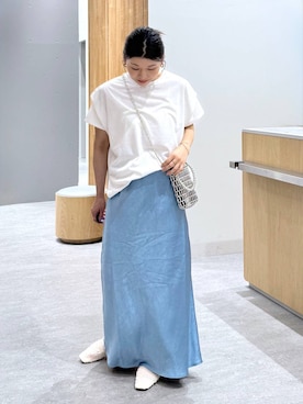 「LEPSIM（レプシィム）の《スグッカワ》袖タックT　639431（Tシャツ/カットソー、ホワイト系）」を使った、muuu805 さん（レディース・159cm）の春コーディネート