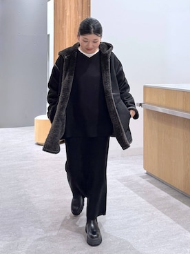 「アイテム（ムートンコート）」を使った、muuu805 さん（レディース・159cm）の秋コーディネート