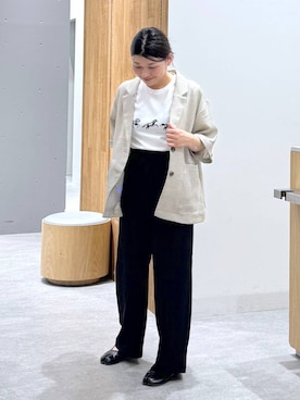 「LEPSIM（レプシィム）のドロストイージーパンツ　646556（その他パンツ、ブラック系）」を使った、muuu805 さん（レディース・159cm）の春コーディネート