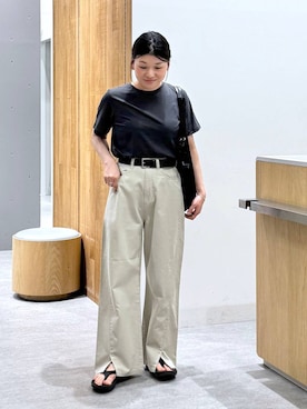 「LEPSIM（レプシィム）のシアーメランジT　497226（Tシャツ/カットソー、グレー系）」を使った、muuu805 さん（レディース・159cm）の春コーディネート