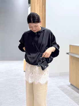 「LEPSIM（レプシィム）のファッションカラーグラス　634404（サングラス、ブラック系）」を使った、muuu805 さん（レディース・159cm）の春コーディネート