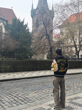 「アイテム（スタジャン）」を使った、상현さん（メンズ・186cm）の秋コーディネート