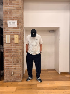 「アイテム（スラックス、ブルー系）」を使った、odd10976さん（メンズ・186cm）の夏コーディネート