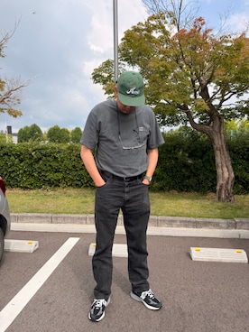 「avecのアイテム（キャップ、グリーン系）」を使った、odd10976さん（メンズ・186cm）の夏コーディネート