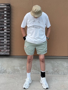 「HANES（ヘインズ）のHanes SHIRO CrewneckTshirt（Tシャツ/カットソー）」を使った、odd10976さん（メンズ・186cm）の夏コーディネート