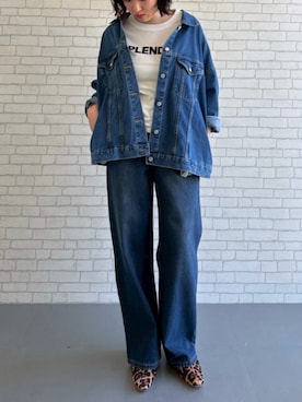 「aquagarage（アクアガレージ）のビックシルエットデニムジャケット（その他アウター、ブルー系）」を使った、YUGUさん（レディース・167cm）の春コーディネート