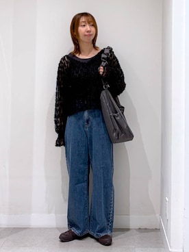 「GLOBAL WORK（グローバルワーク）のGOODデニムアソートワイド/1042802（デニムパンツ、ブルー系）」を使った、きゃなさん（レディース・160cm）の夏コーディネート