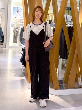 「GLOBAL WORK（グローバルワーク）のmeets India/レース刺繍パンツ/625307（その他パンツ、ブラック系）」を使った、きゃなさん（レディース・160cm）の夏コーディネート