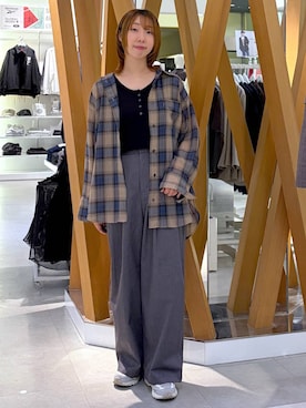 「GLOBAL WORK（グローバルワーク）のBeautee2WAYヘンリー/636773（タンクトップ、ブラック系）」を使った、きゃなさん（レディース・160cm）の秋コーディネート