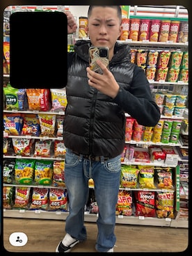 「アイテム（ダウンベスト）」を使った、gjatmjtさん（メンズ・172cm）の春コーディネート
