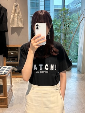 「kuros'（クロス）のBLACK MATCH POKET TEE（Tシャツ/カットソー、ブラック系）」を使った、yuさん（レディース・166cm）の夏コーディネート
