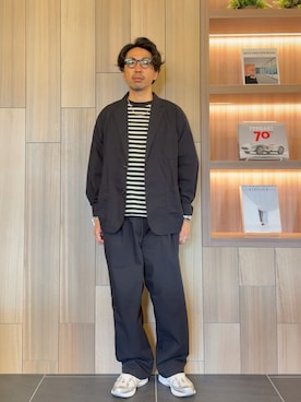 「GU（ジーユー）のアイテム（テーラードジャケット）」を使った、takutaku3838さん（メンズ・173cm）の夏コーディネート