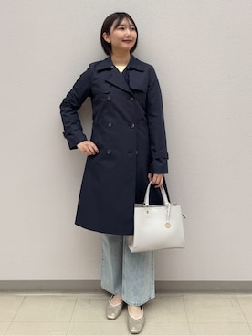 「index（インデックス）のトレンチコート【洗濯機OK/撥水/花粉対応】《XS～3L》（トレンチコート、ブルー系）」を使った、mihaさん（レディース）の春コーディネート
