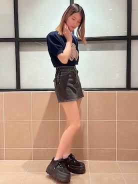 「ESPERANZA（エスペランサ）のラメライン厚底スニーカー（スニーカー、ブラック系）」を使った、そるちゃさん（レディース・153cm）の秋コーディネート