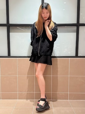 「ESPERANZA（エスペランサ）の【SPORTS SANDAL COLLECTION】キルティングウェッジソールスポサン（サンダル、ブラック系）」を使った、そるちゃさん（レディース・153cm）の春コーディネート
