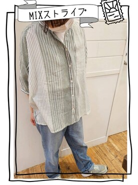 「one'sterrace（ワンズテラス）のアイテム（シャツ/ブラウス）」を使った、よっぴさん（レディース・160cm）の春コーディネート