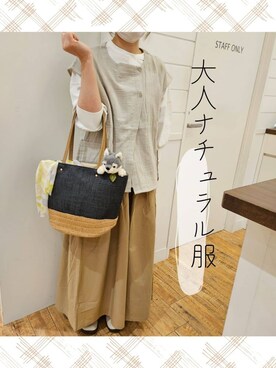 「one'sterrace（ワンズテラス）のアイテム（トートバッグ）」を使った、よっぴさん（レディース・160cm）の春コーディネート