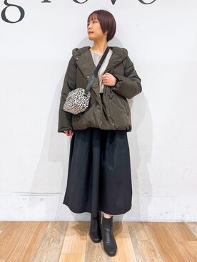 「Lee（リー）のアイテム（ショルダーバッグ）」を使った、山さんさん（レディース・154cm）の冬コーディネート