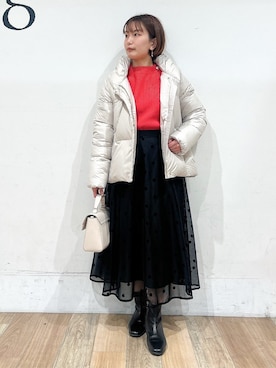 「アイテム（ダウンジャケット/コート）」を使った、山さんさん（レディース・154cm）の冬コーディネート