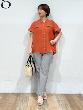 「Lee（リー）のアイテム（トートバッグ）」を使った、山さんさん（レディース・154cm）の夏コーディネート