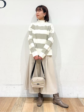 「Lee（リー）のアイテム（ショルダーバッグ）」を使った、山さんさん（レディース・154cm）の冬コーディネート