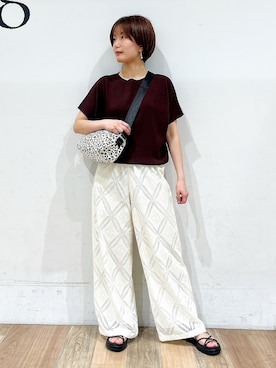 「Lee（リー）のアイテム（ショルダーバッグ）」を使った、山さんさん（レディース・154cm）の夏コーディネート
