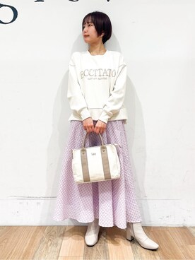 「Lee（リー）のアイテム（トートバッグ）」を使った、山さんさん（レディース・154cm）の冬コーディネート