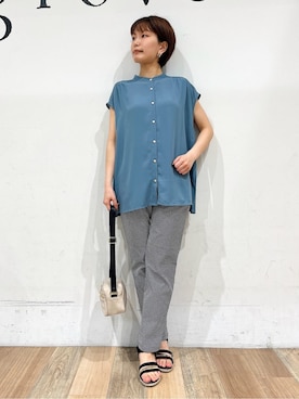「Lee（リー）のアイテム（ショルダーバッグ）」を使った、山さんさん（レディース・154cm）の夏コーディネート