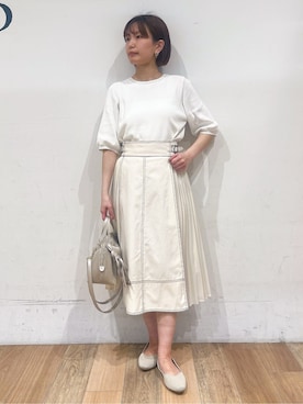 「アイテム（ショルダーバッグ、ゴールド系）」を使った、山さんさん（レディース・154cm）の夏コーディネート